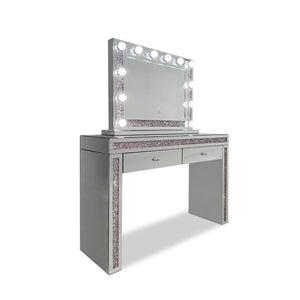 Hollywood Kaptafel met licht - Crystal Pink by Luxury Palace - luxurypalace.nl