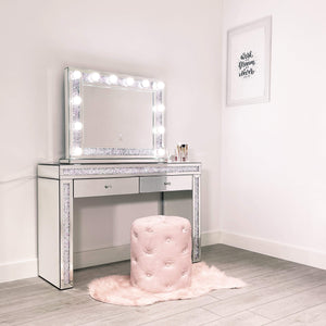 Hollywood Kaptafel met licht - Crystal Pink by Luxury Palace - luxurypalace.nl
